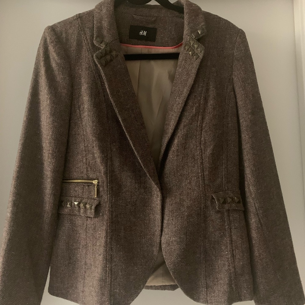 H&M tweed blazer with added antique gold stud accents.